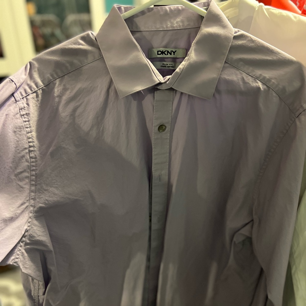 DKNY lilac Dress Shirt. 17 -34/35. Gently used. Slim fit.